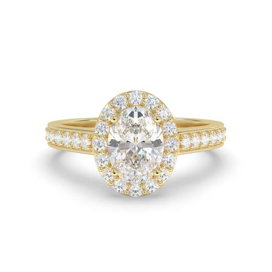 Oval Diamond Single Halo Shoulder Set Ring