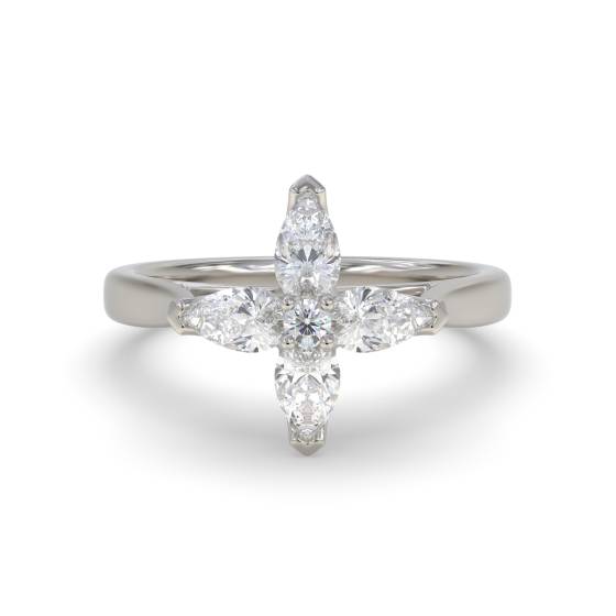 1.25ct Pear Diamond Flower Cluster Ring