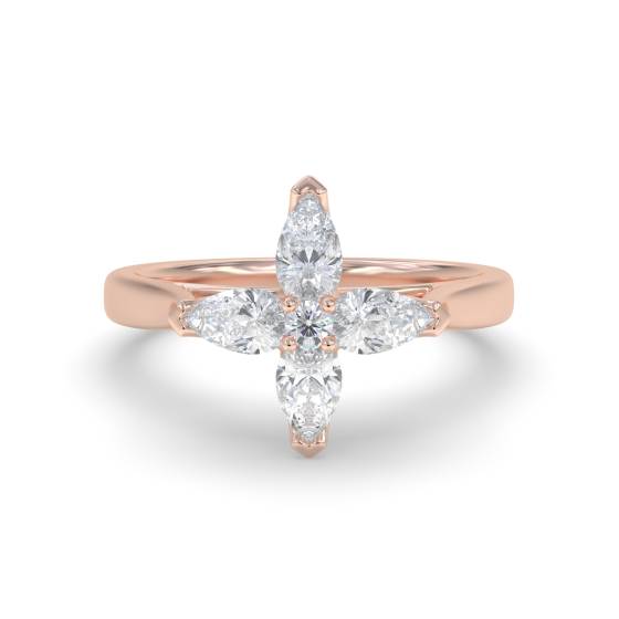 1.25ct Pear Diamond Flower Cluster Ring