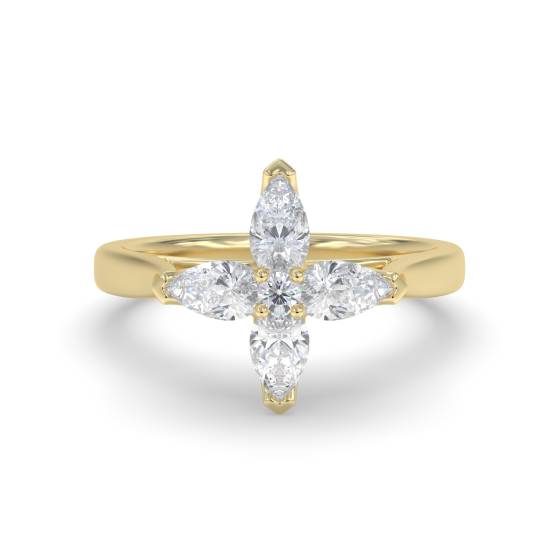 1.25ct Pear Diamond Flower Cluster Ring