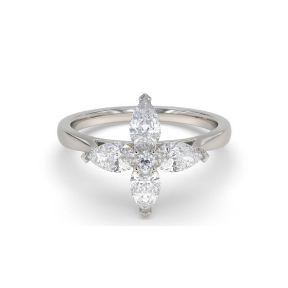 0.70ct Pear Diamond Flower Cluster Ring