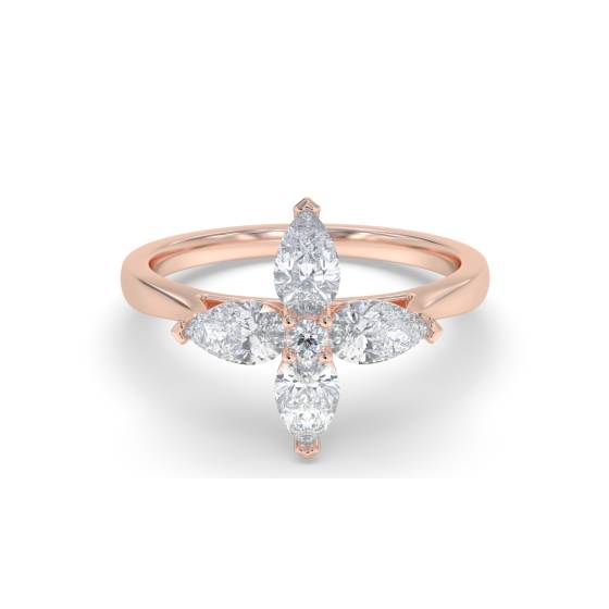 0.70ct Pear Diamond Flower Cluster Ring