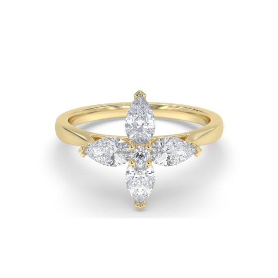 0.70ct Pear Diamond Flower Cluster Ring