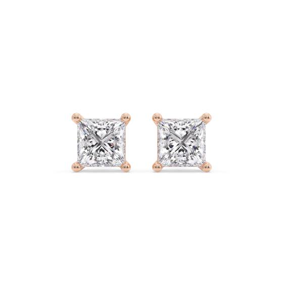 Classic Princess Diamond Stud Earrings