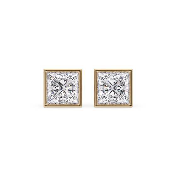 0.15 SI/G-H Princess Diamond Bezel Set Rub Over Earrings