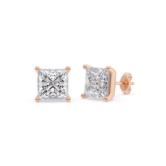Classic Princess Diamond Stud Earrings