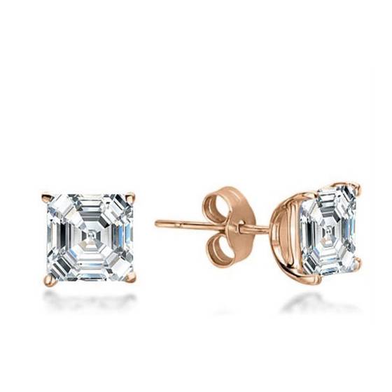 Classic Asscher Diamond Stud Earrings