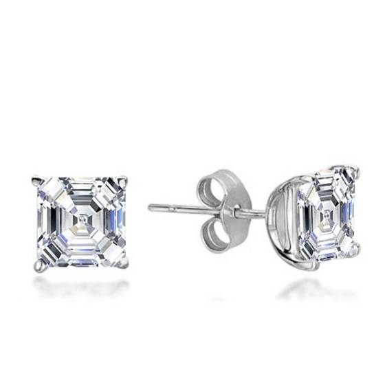 Classic Asscher Diamond Stud Earrings