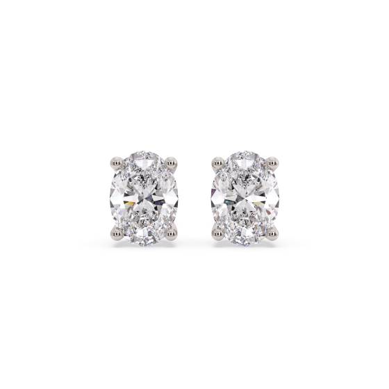 Classic Oval Diamond Stud Earrings