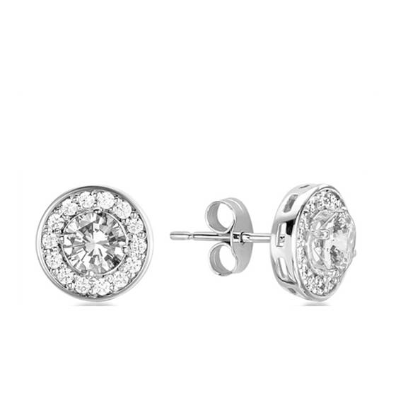 Round Diamond Single Halo Earrings