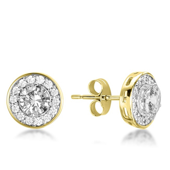 Round Diamond Single Halo Earrings