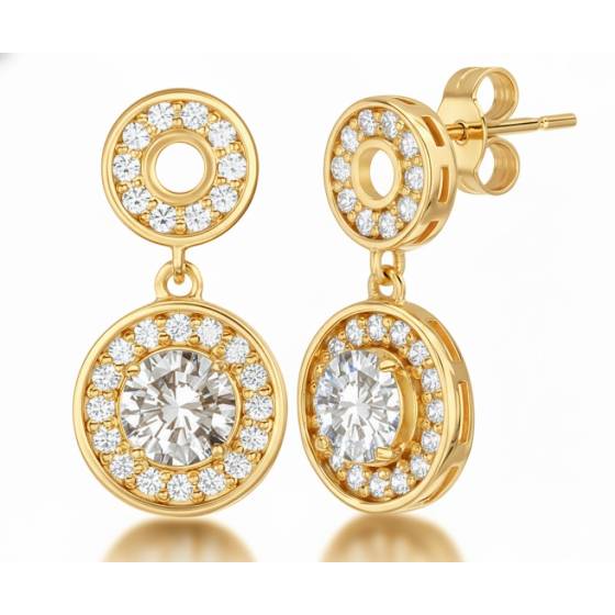 Round Diamond Single Halo Earrings