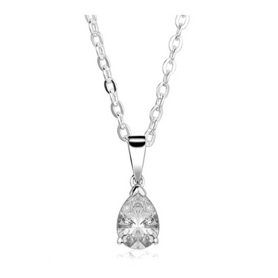0.60ct SI2/G Lab Grown Pear Diamond Solitaire Pendant in 18k White Gold