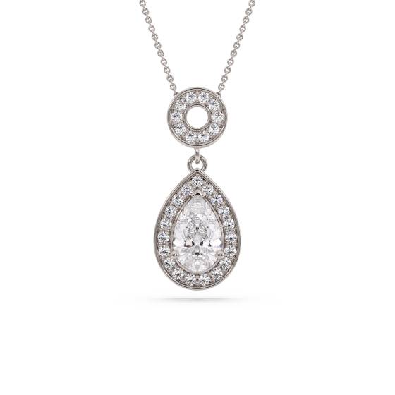 Pear Diamond Single Halo Pendant