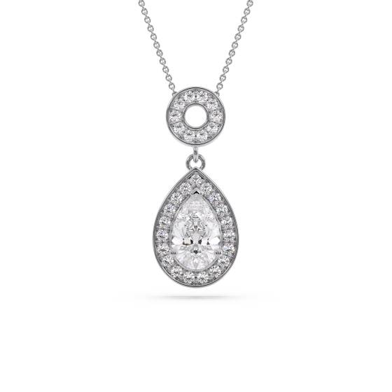 Pear Diamond Single Halo Pendant
