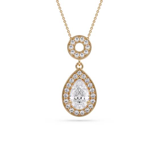 Pear Diamond Single Halo Pendant