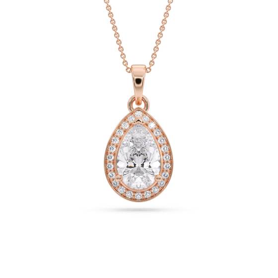 Pear Diamond Single Halo Pendant