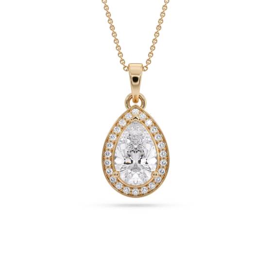 Pear Diamond Single Halo Pendant