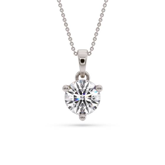 Three Prong Round Diamond Pendant