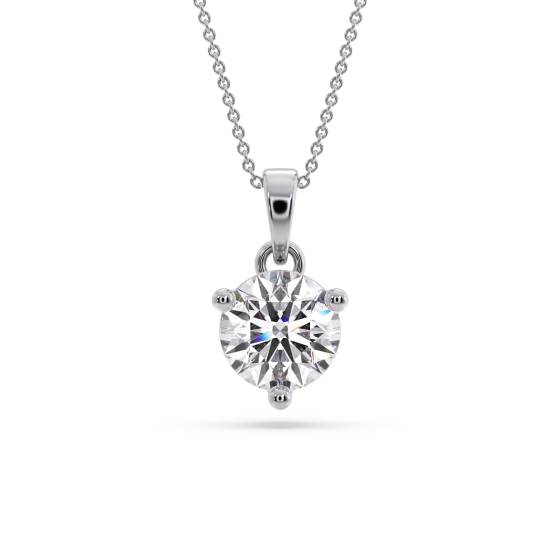 Three Prong Round Diamond Pendant