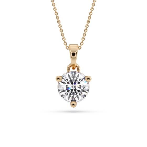 Three Prong Round Diamond Pendant