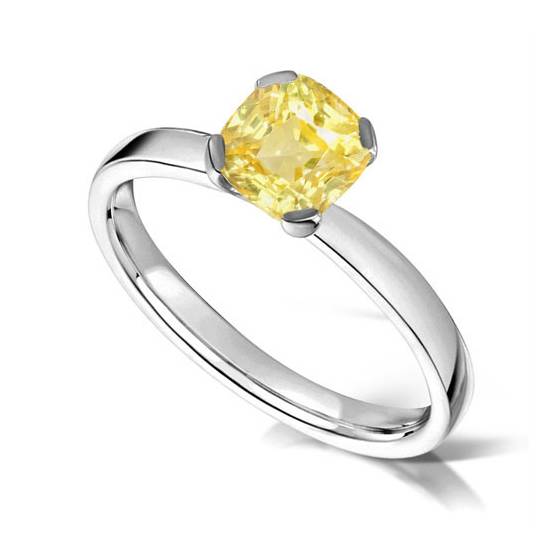 Elegant Fancy Yellow Cushion Diamond Engagement Ring
