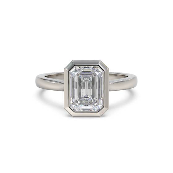 Elegant Emerald Diamond Bezel Set Engagement Ring