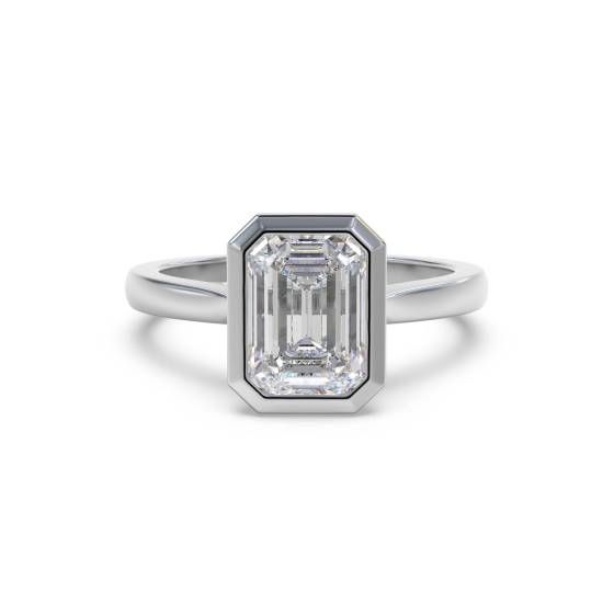 Elegant Emerald Diamond Bezel Set Engagement Ring