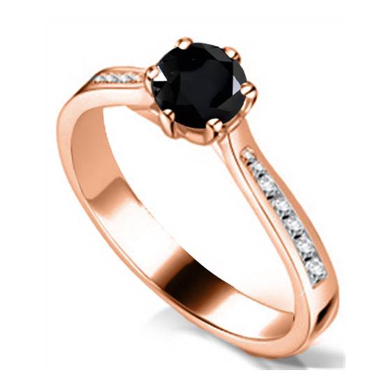 Round Black Diamond Shoulder Set Ring