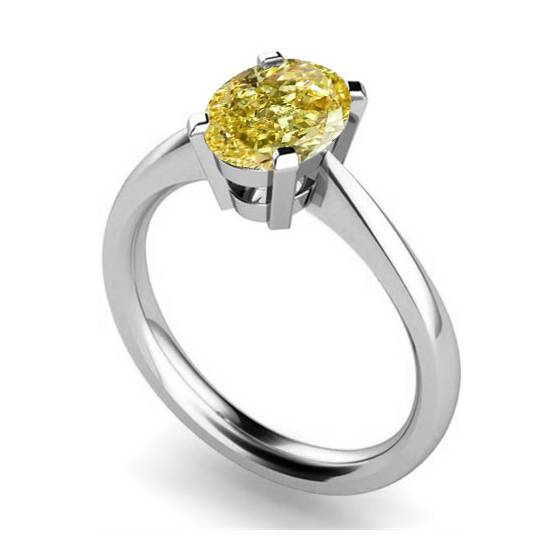 Fancy Yellow Oval Diamond Solitaire Ring