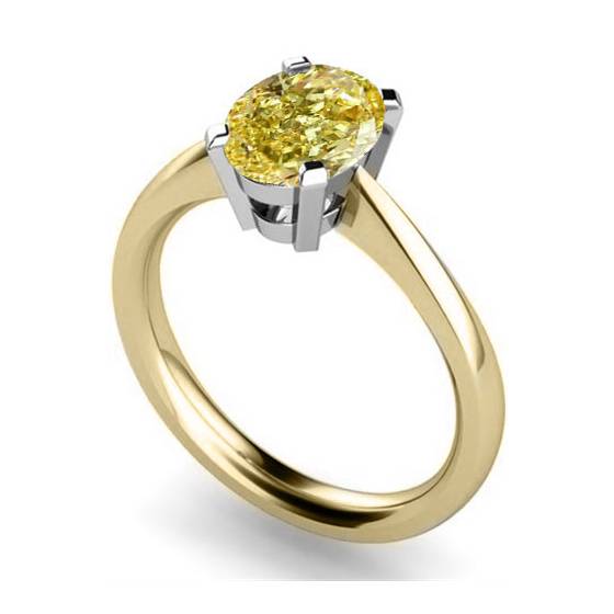 Fancy Yellow Oval Diamond Solitaire Ring