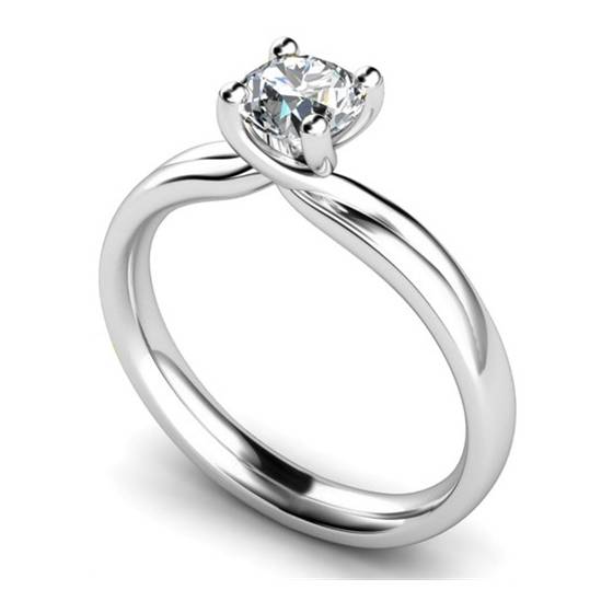 0.90ct SI2/D Round Natural Diamond Solitaire Ring
