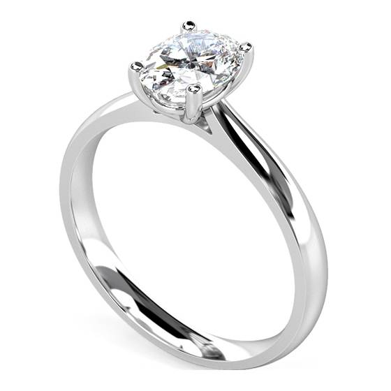 1.00ct SI2/G Elegant Natural Oval Diamond Engagement Ring in 18k White Gold