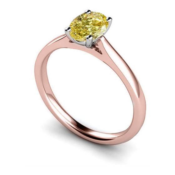 Fancy Yellow Oval Diamond Solitaire Ring