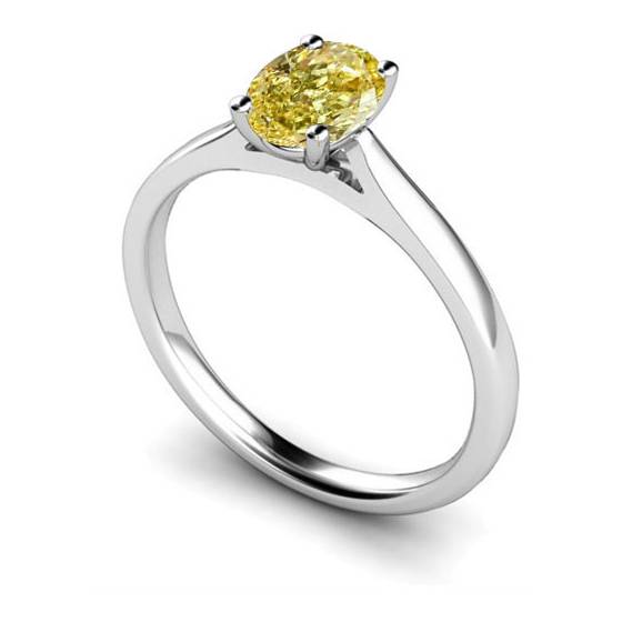Fancy Yellow Oval Diamond Solitaire Ring