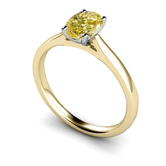 Fancy Yellow Oval Diamond Solitaire Ring