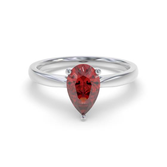 Classic Pear Ruby Solitaire Ring