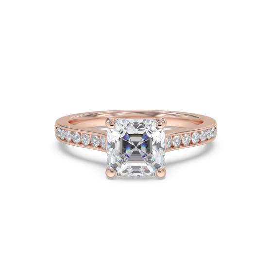 Asccher Diamond Shoulder Set Ring