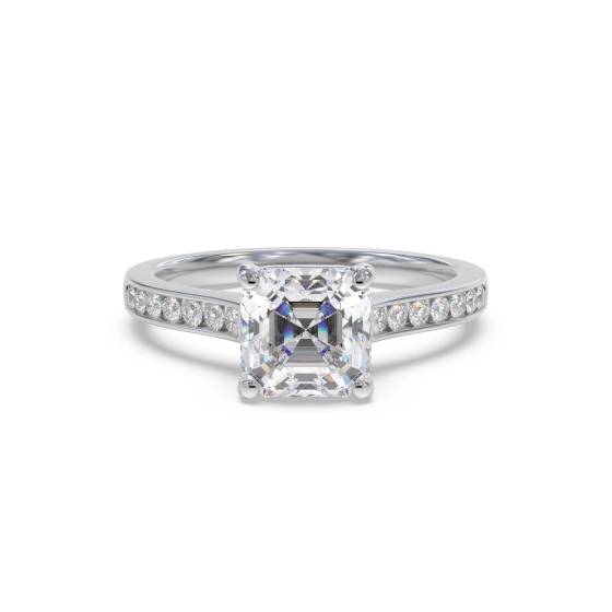 Asccher Diamond Shoulder Set Ring