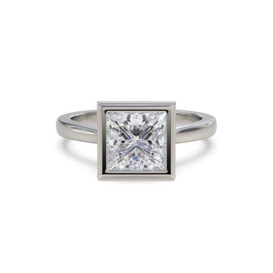 Princess Diamond Bezel Set Engagement Ring