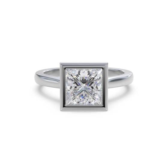 Princess Diamond Bezel Set Engagement Ring