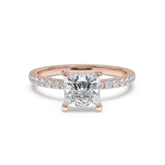 Princess Diamond Shoulder Set Ring