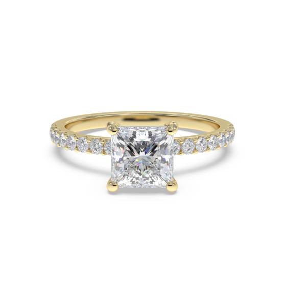 Princess Diamond Shoulder Set Ring