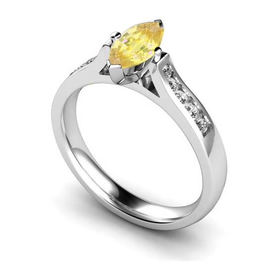 Fancy Yellow Marquise Diamond Halo Shoulder Set Ring