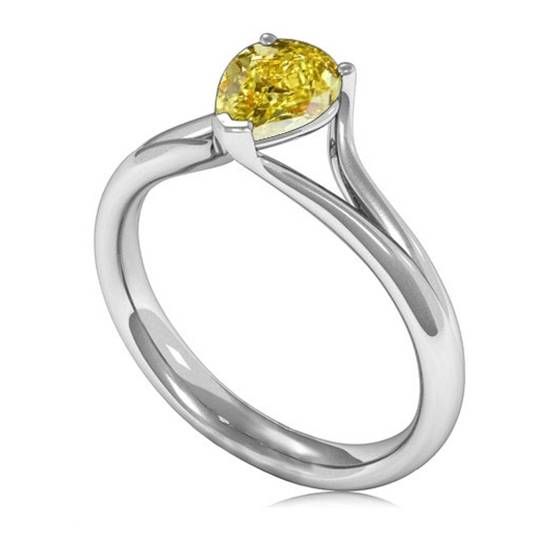 Fancy Yellow Pear Diamond Solitaire Ring