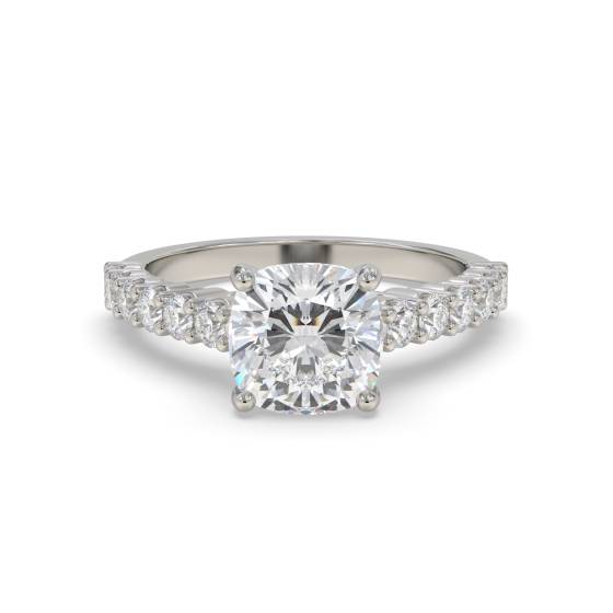 Cushion Diamond Shoulder Set Ring