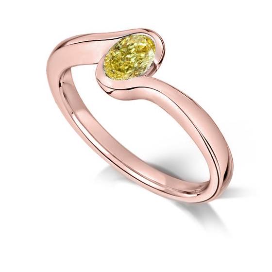Fancy Yellow Oval Diamond Solitaire Ring