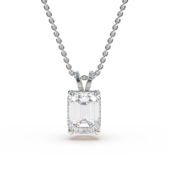 Emerald Diamond Halo Pendant