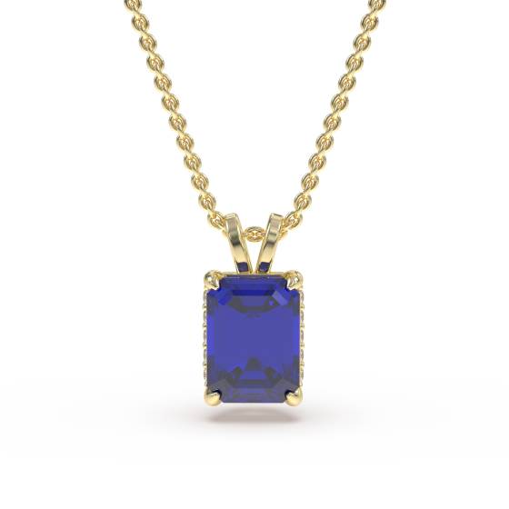 Emerald Blue Sapphire Diamond Pendant
