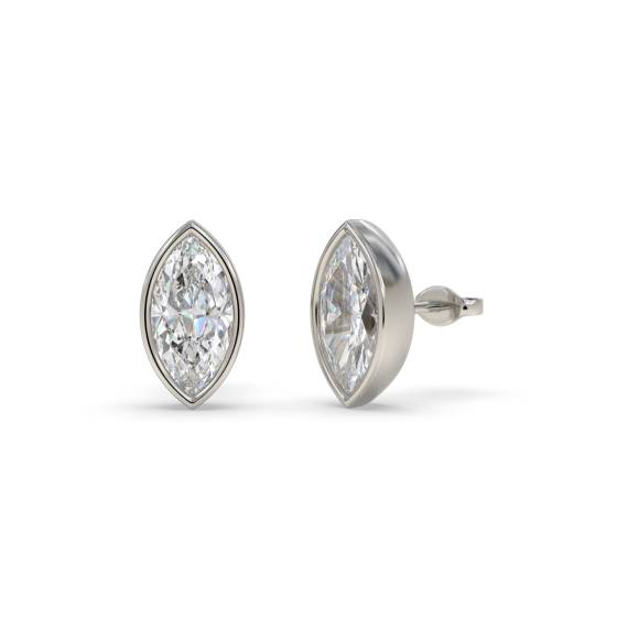 Marquise Diamond Bezel Set Stud Earrings